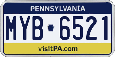 PA license plate MYB6521