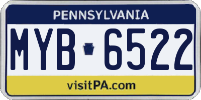 PA license plate MYB6522