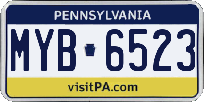 PA license plate MYB6523