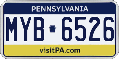 PA license plate MYB6526