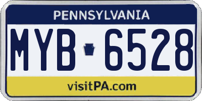 PA license plate MYB6528