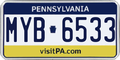 PA license plate MYB6533