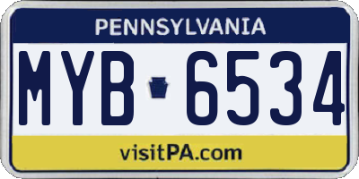 PA license plate MYB6534
