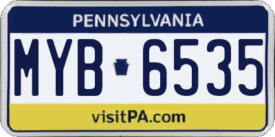 PA license plate MYB6535
