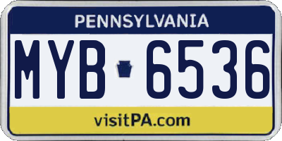 PA license plate MYB6536
