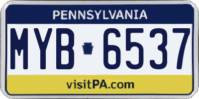 PA license plate MYB6537