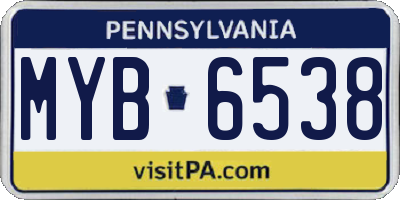 PA license plate MYB6538