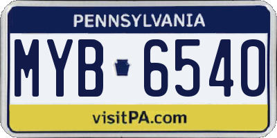 PA license plate MYB6540