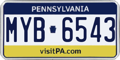 PA license plate MYB6543