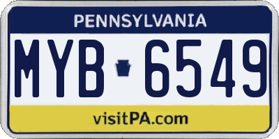PA license plate MYB6549