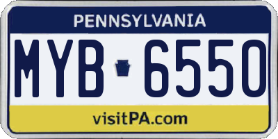 PA license plate MYB6550