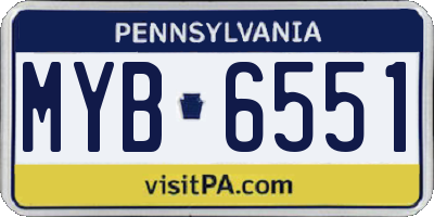 PA license plate MYB6551