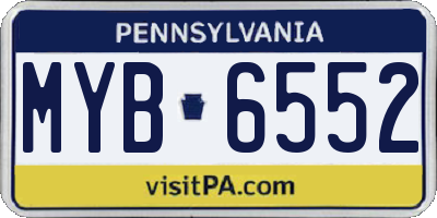 PA license plate MYB6552