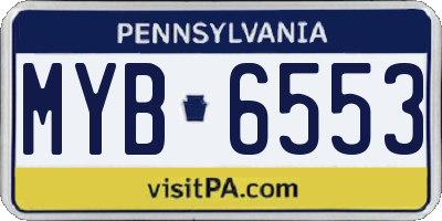 PA license plate MYB6553