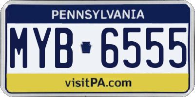 PA license plate MYB6555
