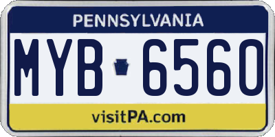 PA license plate MYB6560