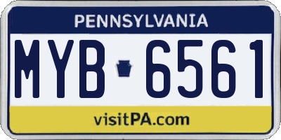 PA license plate MYB6561