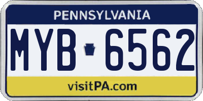 PA license plate MYB6562