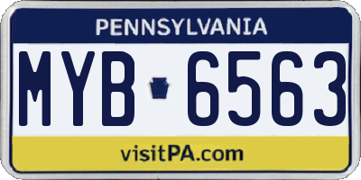 PA license plate MYB6563