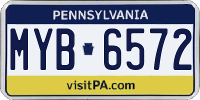 PA license plate MYB6572