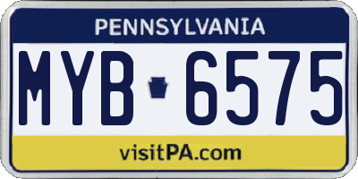 PA license plate MYB6575