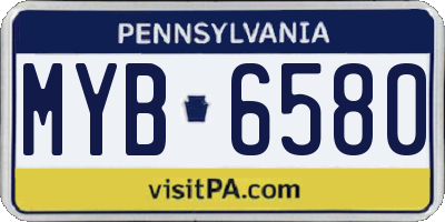 PA license plate MYB6580