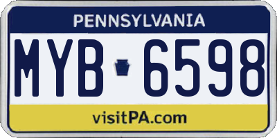 PA license plate MYB6598
