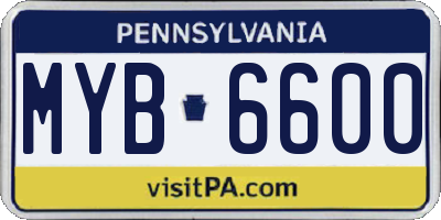 PA license plate MYB6600