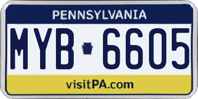 PA license plate MYB6605