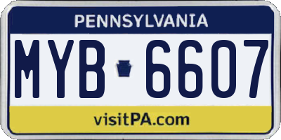 PA license plate MYB6607