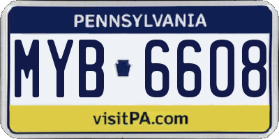 PA license plate MYB6608