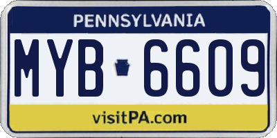PA license plate MYB6609