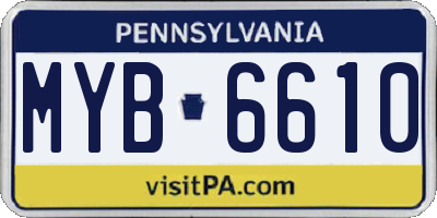 PA license plate MYB6610