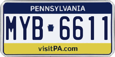 PA license plate MYB6611