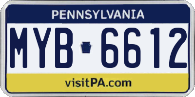 PA license plate MYB6612