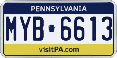 PA license plate MYB6613