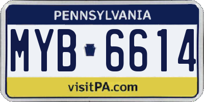 PA license plate MYB6614