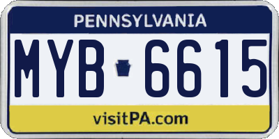 PA license plate MYB6615