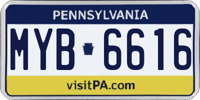 PA license plate MYB6616