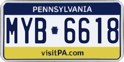 PA license plate MYB6618