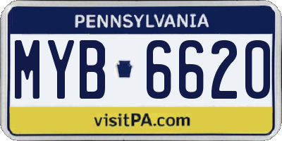 PA license plate MYB6620