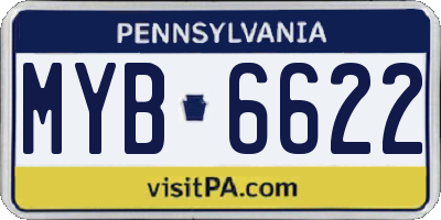 PA license plate MYB6622