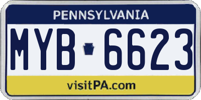 PA license plate MYB6623