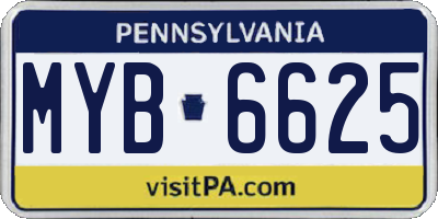 PA license plate MYB6625