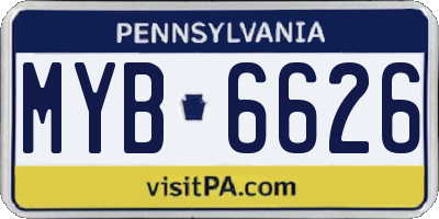 PA license plate MYB6626
