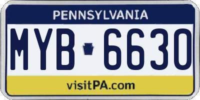 PA license plate MYB6630