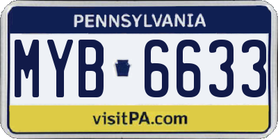 PA license plate MYB6633