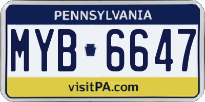 PA license plate MYB6647