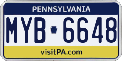 PA license plate MYB6648