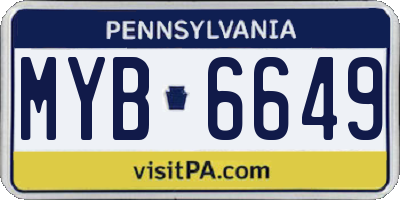 PA license plate MYB6649